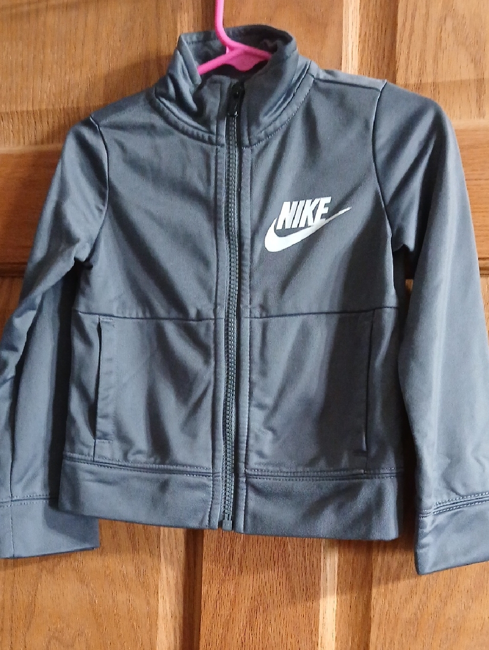 Nike Kids Charcoal Gray Full-Zip Jacket with White Logo